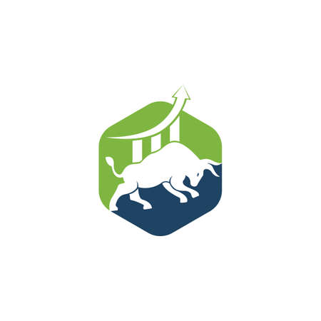 Financial bull logo design. Trade Bull Chart, finance logo. Economy finance chart bar business productivity logo icon.のイラスト素材