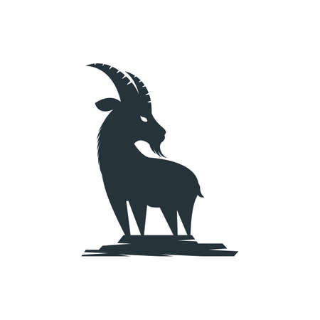 Goat Logo Template vector design. A beard goat logo concept.のイラスト素材