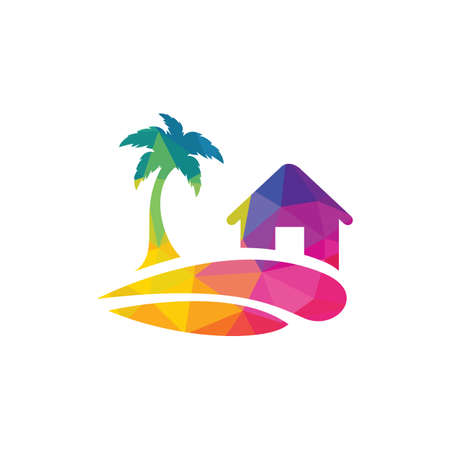 Beach House Logo Design. Beach Resort Logo Design.のイラスト素材