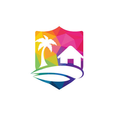 Beach House Logo Design. Beach Resort Logo Design.のイラスト素材