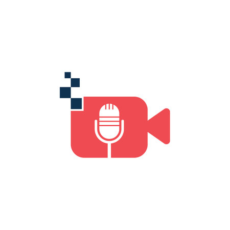 Video podcast vector logo design. Digital video podcast logo concept.のイラスト素材