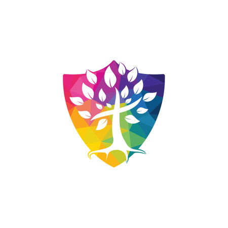 Tree religious cross symbol icon vector design.のイラスト素材