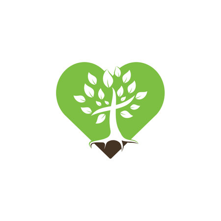 Abstract heart and tree religious cross symbol icon vector design.のイラスト素材