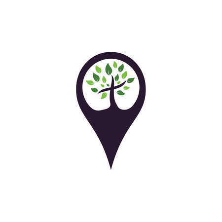 Church and map pointer logo design. Church and GPS locator symbol or icon.のイラスト素材