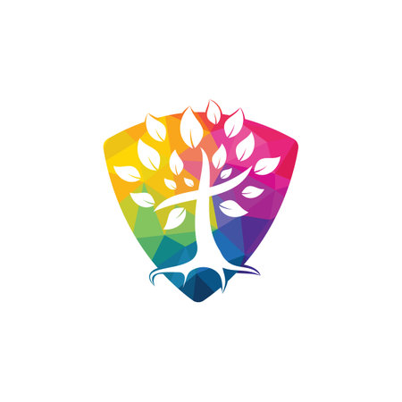 Tree religious cross symbol icon vector design.のイラスト素材