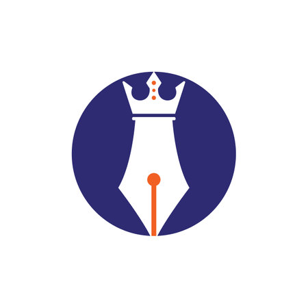 King pen vector logo design. Royal Pen crown Logo design vector template.のイラスト素材