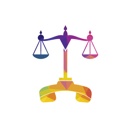 Law call vector logo design template. Handset and balance icon design.のイラスト素材