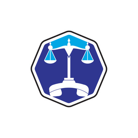 Law call vector logo design template. Handset and balance icon design.のイラスト素材