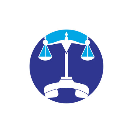 Law call vector logo design template. Handset and balance icon design.のイラスト素材