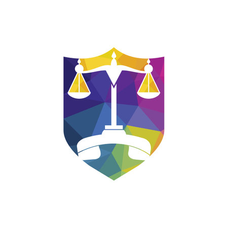 Law call vector logo design template. Handset and balance icon design.のイラスト素材
