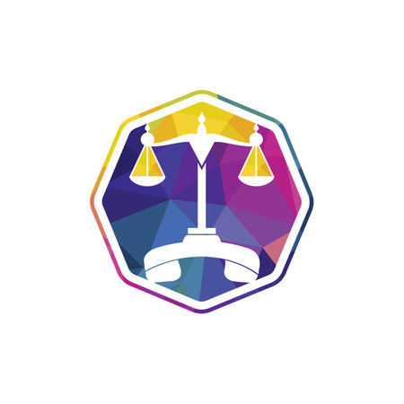 Law call vector logo design template. Handset and balance icon design.のイラスト素材