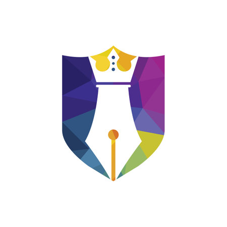 King pen vector logo design. Royal Pen crown Logo design vector template.のイラスト素材