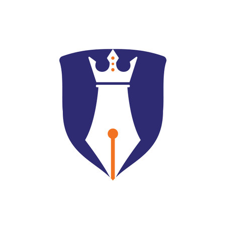 King pen vector logo design. Royal Pen crown Logo design vector template.のイラスト素材