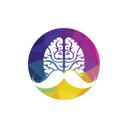 Moustache mind vector logo design template. Smart brain logo concept.のイラスト素材