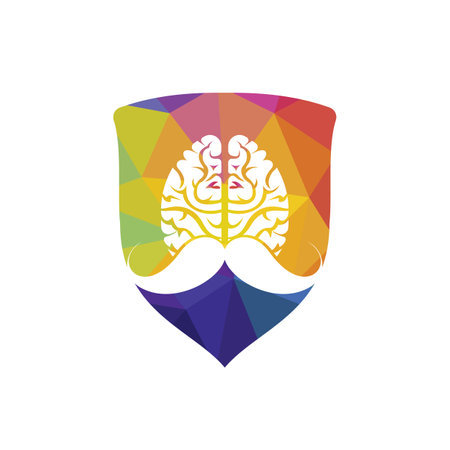 Moustache mind vector logo design template. Smart brain logo concept.のイラスト素材