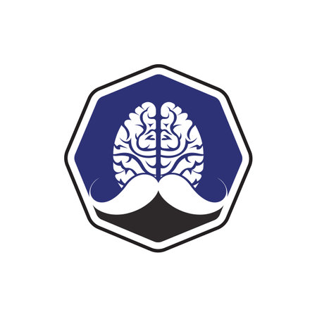 Moustache mind vector logo design template. Smart brain logo concept.のイラスト素材