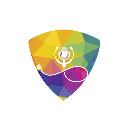 Doctor podcast vector logo design. Stethoscope and microphone illustration symbol.のイラスト素材