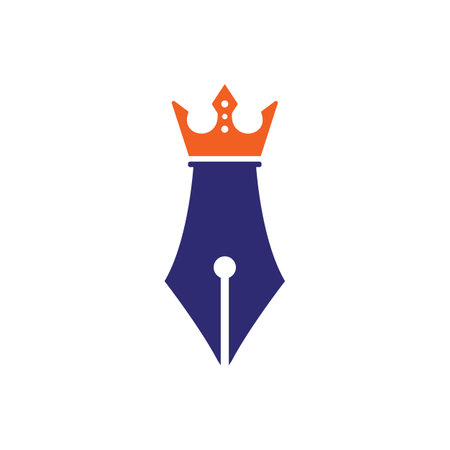 King pen vector logo design. Royal Pen crown Logo design vector template.のイラスト素材