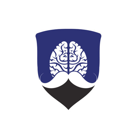 Moustache mind vector logo design template. Smart brain logo concept.のイラスト素材