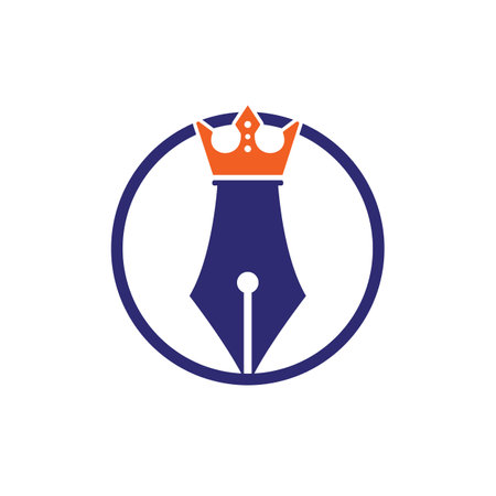 King pen vector logo design. Royal Pen crown Logo design vector template.のイラスト素材