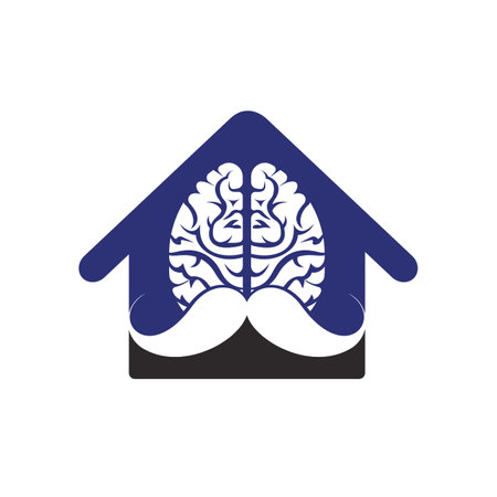 Moustache mind vector logo design template. Smart brain logo concept.のイラスト素材