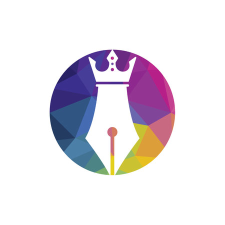 King pen vector logo design. Royal Pen crown Logo design vector template.のイラスト素材