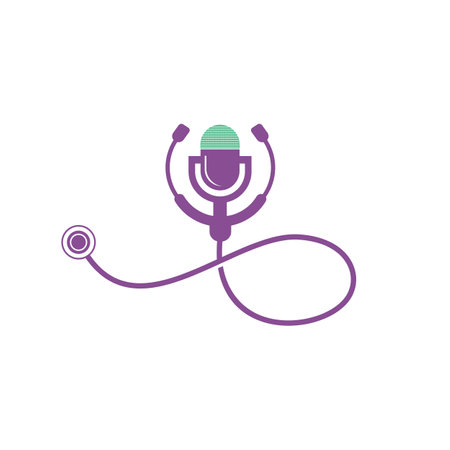 Doctor podcast vector logo design. Stethoscope and microphone illustration symbol.のイラスト素材