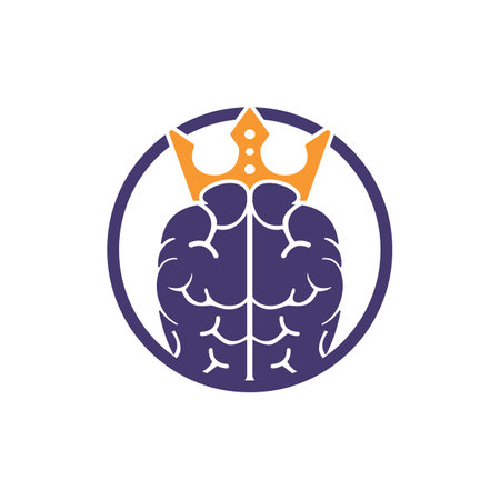 Smart king vector logo design. Human brain with crown icon design.のイラスト素材