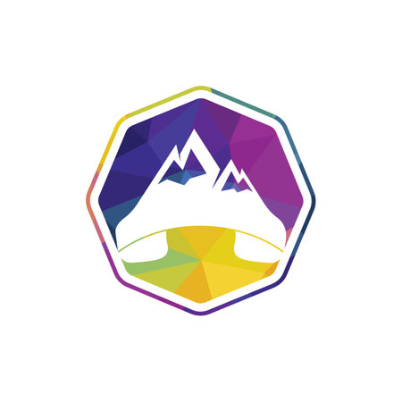 Mountain call vector logo design template. Handset with mountain icon logo design.のイラスト素材