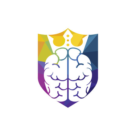 Smart king vector logo design. Human brain with crown icon design.のイラスト素材