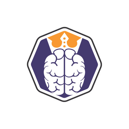 Smart king vector logo design. Human brain with crown icon design.のイラスト素材