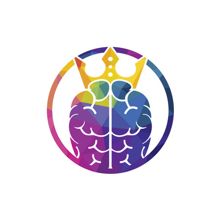 Smart king vector logo design. Human brain with crown icon design.のイラスト素材