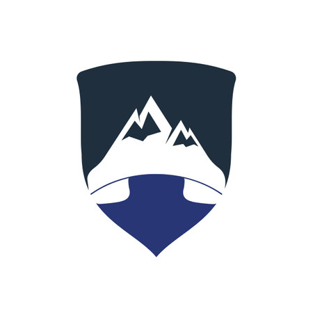 Mountain call vector logo design template. Handset with mountain icon logo design.のイラスト素材