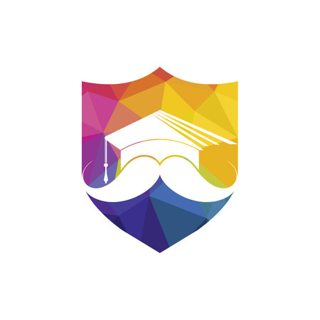 Strong education logo design template. Hat graduation with mustache icon design.のイラスト素材