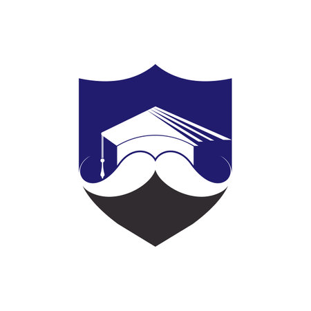 Strong education logo design template. Hat graduation with mustache icon design.のイラスト素材