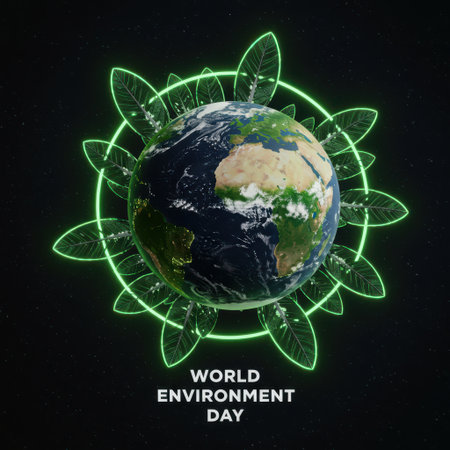 World Environment Day concept. Vector illustration. Elements of this image furnished by NASAの素材