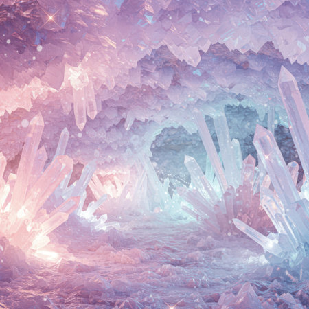 Ice cave with stalactites and icicles. 3d renderの素材