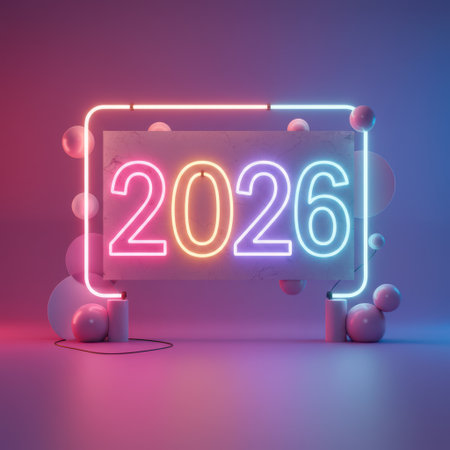 Retro neon signboard with 2016. New Year concept. Vector illustrationの素材
