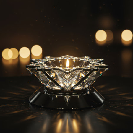 Candle in a candlestick on a dark background. 3d renderingの素材