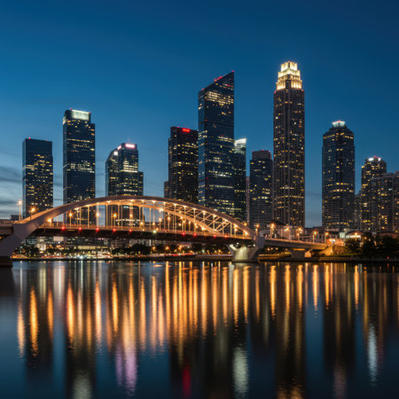 Singapore cityscape at nightの素材