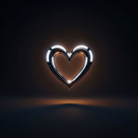 Glowing heart shape on dark background. 3d rendering, 3d illustration.の素材