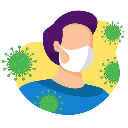 Man wearing Mask to protect him from virusのイラスト素材