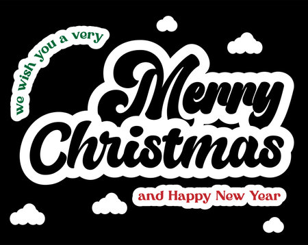 Merry Christmas and Happy New Year lettering template.のイラスト素材