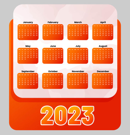 Monthly calendar template for 2023 year. Week Starts on Sunday.のイラスト素材