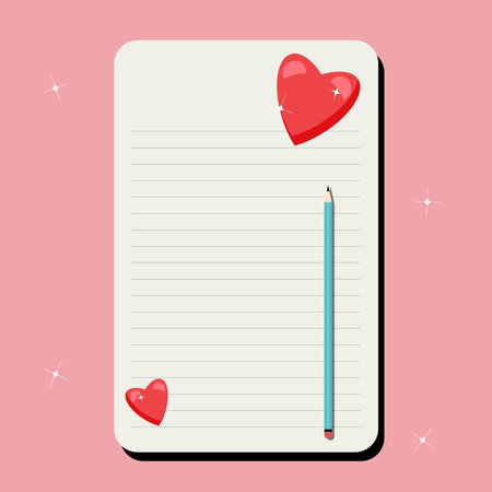 love note with heart and pencilのイラスト素材
