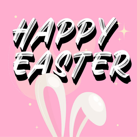 Happy Easter banner. Trendy Easter design with typography, hand painted strokes and dots, eggs,のイラスト素材
