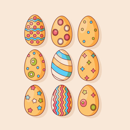 Easter eggs set doodle style. Happy easter hand drawn isolated on white background.のイラスト素材