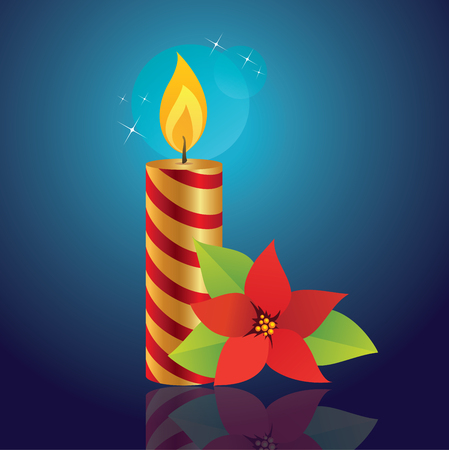 Christmas candles with Christmas flower.のイラスト素材