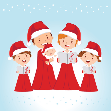 Family choir. Christmas Carols.のイラスト素材