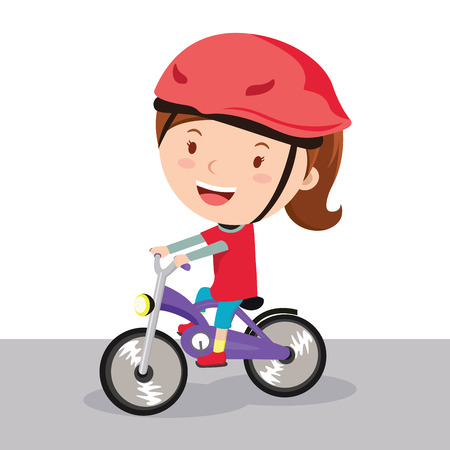 Girl riding bikeのイラスト素材